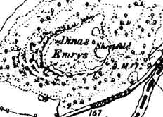 1891 map of Dinas Emrys (click to enlarge)