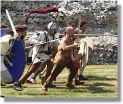 Late Roman Javelin charge by modern reenactors