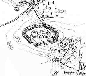 A map of Foel Fenlli, on Offa's Dyke Path.