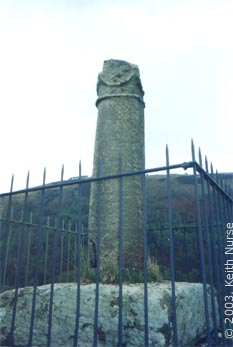 Eliseg's Pillar - view of the shaft face that bore the original 9th century Latin inscription. Keith Nurse, May 2003.