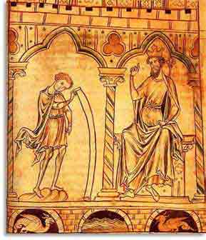 Vortigern hears the prophecy from Emrys/Myrddin